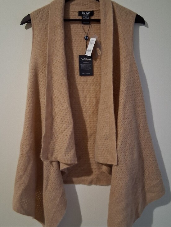 Lord & Taylor Sweaters - NWOT New Lord & Taylor Camel 2ply Cashmere Vest Wrap Small But Fits Up To Large